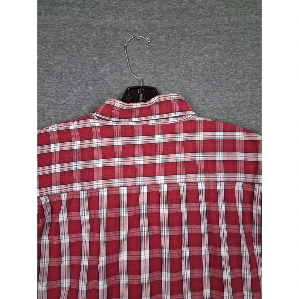 Wrangler Mens Shirt Large Red Plaid Flannel Button Down Western Rodeo Casual